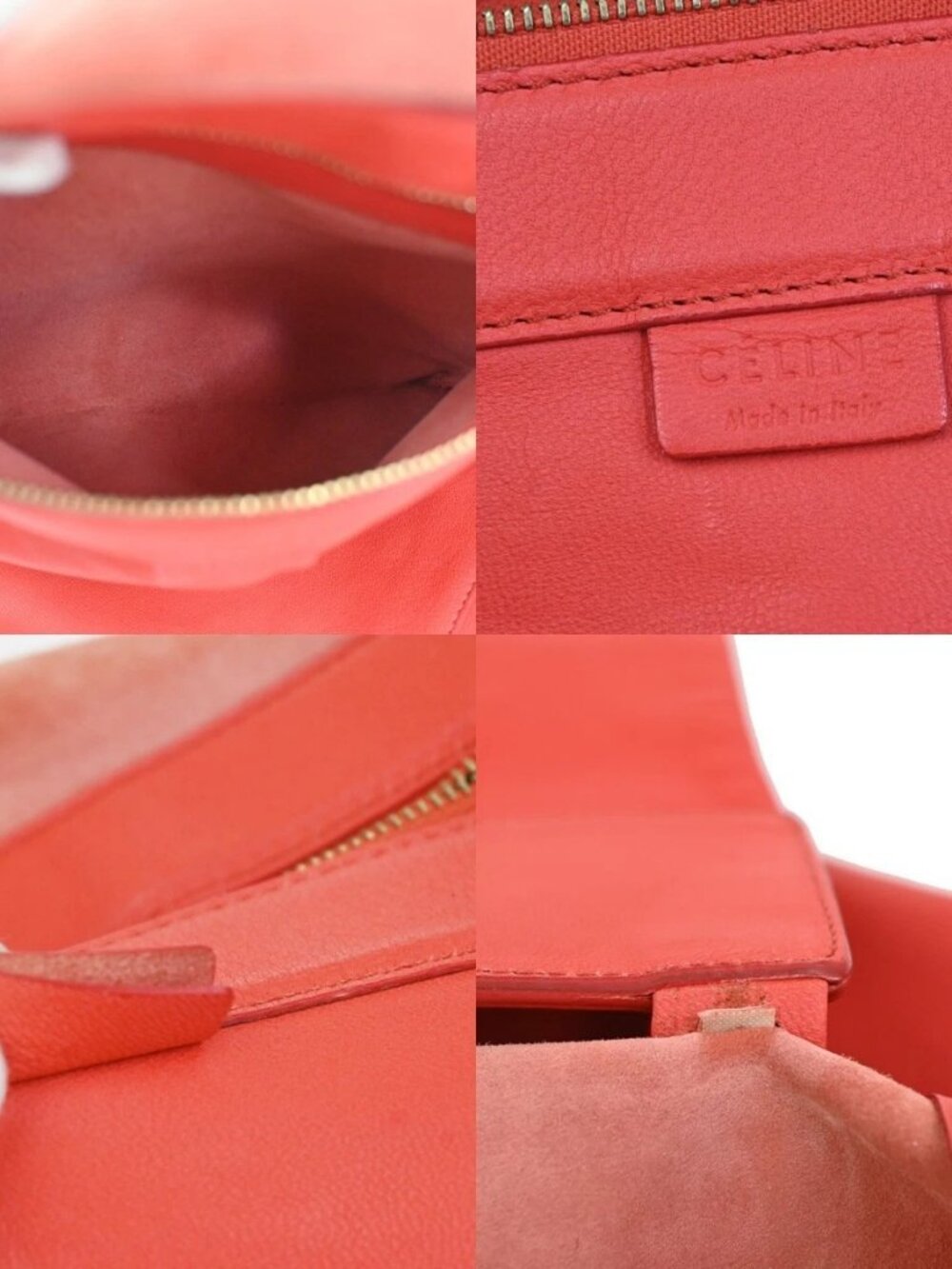 CELINE Logo Horizontal Cabas Tote Shoulder Hand Bag Leather Orange Italy 35ZA290 - Picture 12 of 14